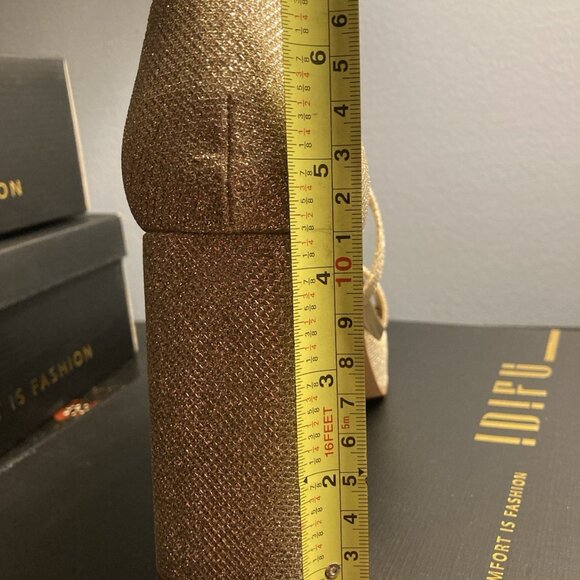 IDIFU Women's Gold Glitter Platform High Chunky Heels Open Toe Sandal - Picture 7 of 8